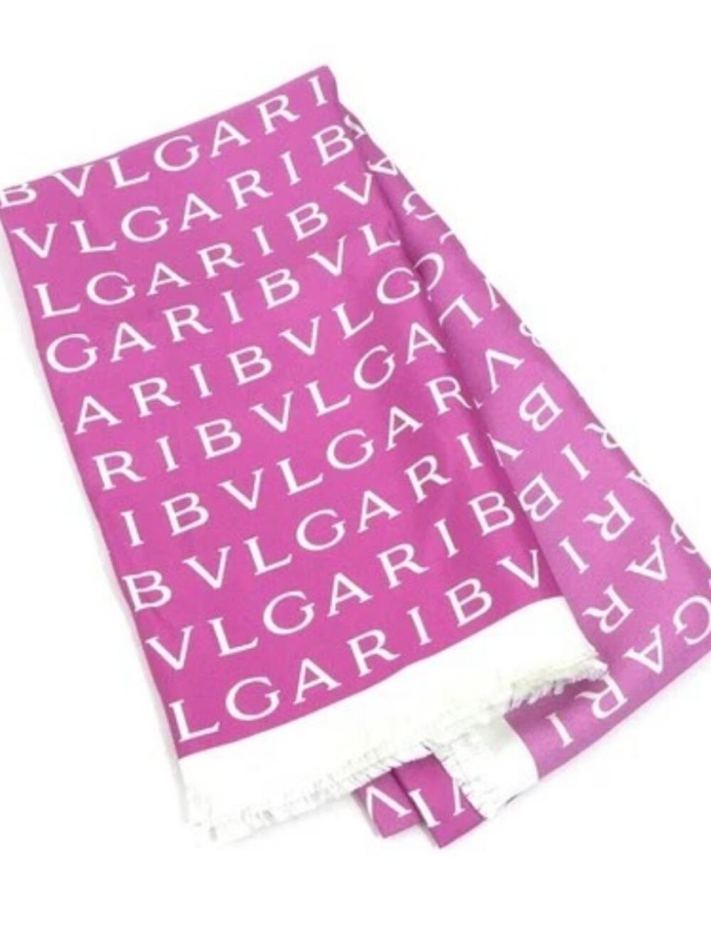 Auth BVLGARI Stole Scarf Pink/White Silk - h31977a